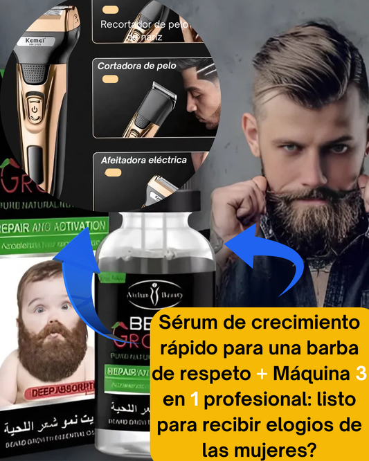 Cortapelo recargable 3 en 1 + Serum crece pelos