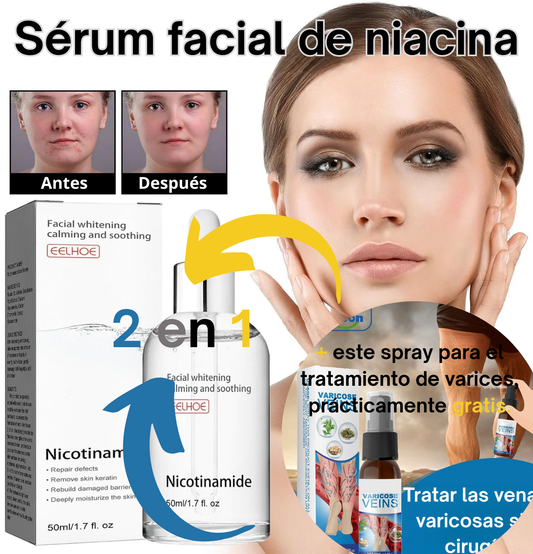 Serum facial con nicotinamida para cuidado de la piel + Spray para Varices (Gratís)