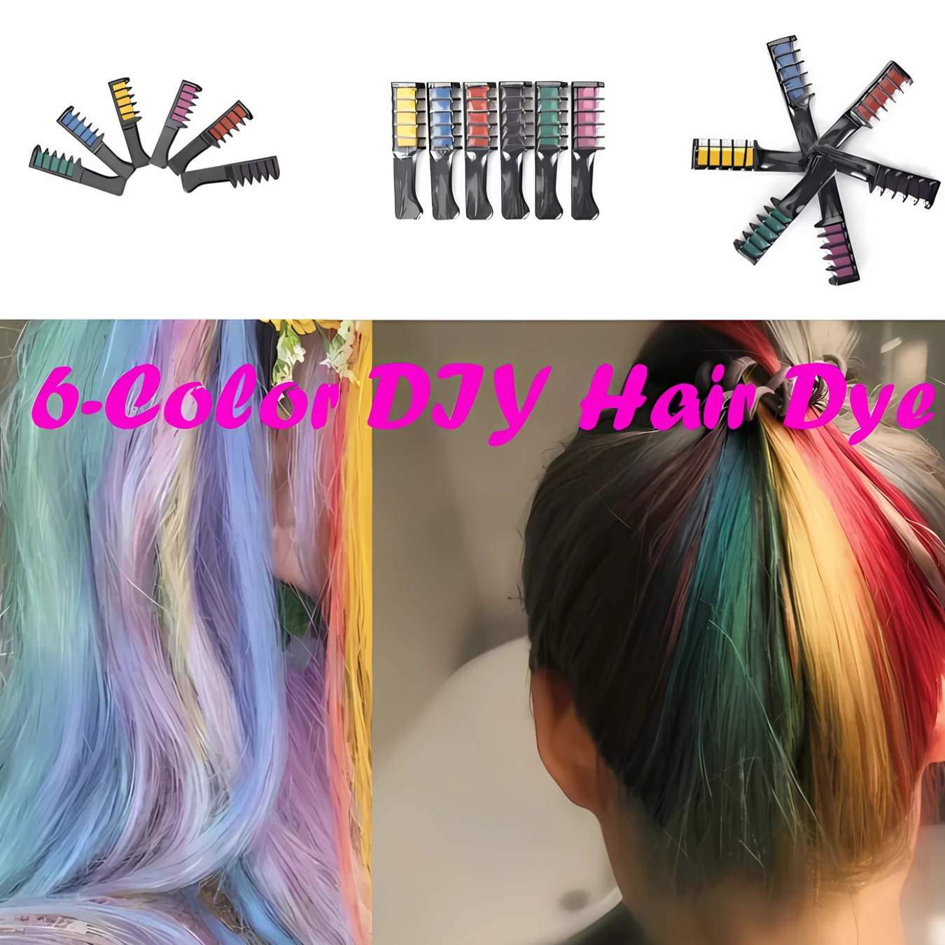 Tinte para el cabello lavable 6 colores